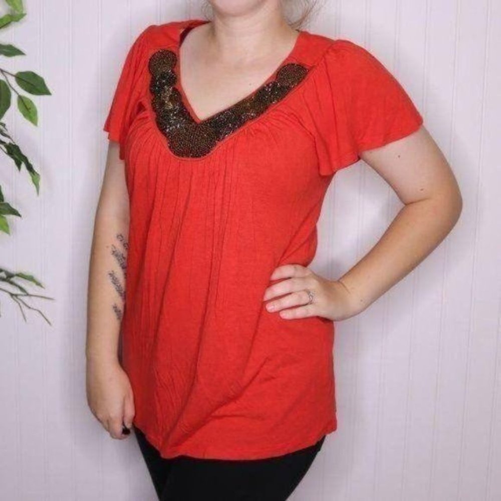 Apt. 9 Short Sleeve Embellished Blouse